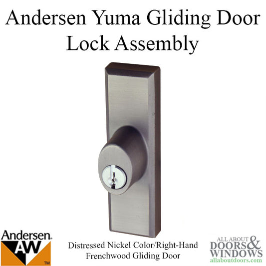 Andersen Frenchwood Gliding Door - Lock Assembly with Keys, Yuma - Right Hand - Distressed Nickel