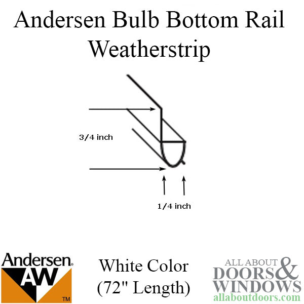 Andersen Weatherstrip, Bulb / Bottom Rail  Perma-Shield Narroline Windows - White - Andersen Weatherstrip, Bulb / Bottom Rail  Perma-Shield Narroline Windows - White