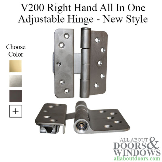 V200 Right Hand All In One Adjustable Hinge, New Style - Choose Finish