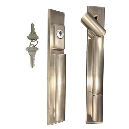 Marvin Contemporary Keyed Handle, Ultimate Sliding French Door - Satin Nickel PVD