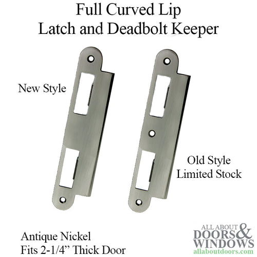 Latch & Deadbolt Strike Plate, 57mm Extended, 2-1/4 Door - Antique Nickel / Pewter - Latch & Deadbolt Strike Plate, 57mm Extended, 2-1/4 Door - Antique Nickel / Pewter