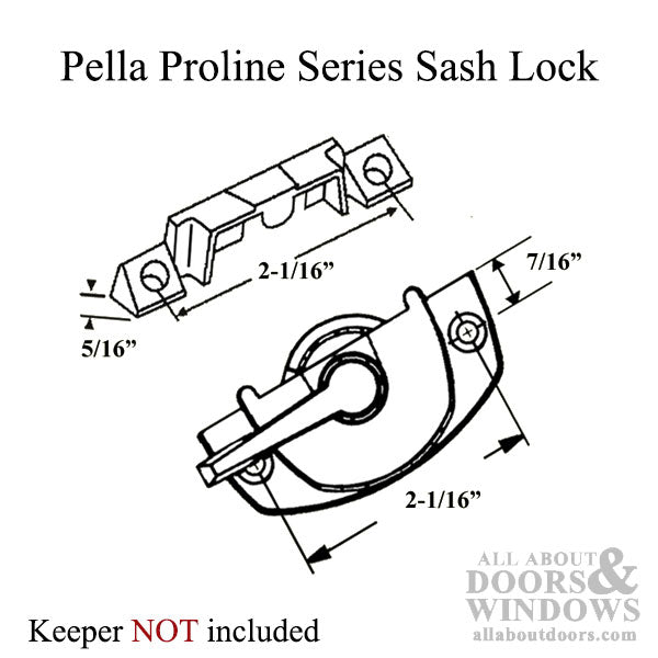 Pella Pro Line Series Double Hung Window Sash Lock with Alignment Lugs - Pella Pro Line Series Double Hung Window Sash Lock with Alignment Lugs