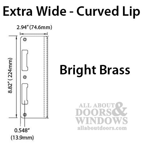 Strike Plate, PC0024N, Extra Wide Latch & Deadbolt  2.94 x 8.82 - Brass - Strike Plate, PC0024N, Extra Wide Latch & Deadbolt  2.94 x 8.82 - Brass