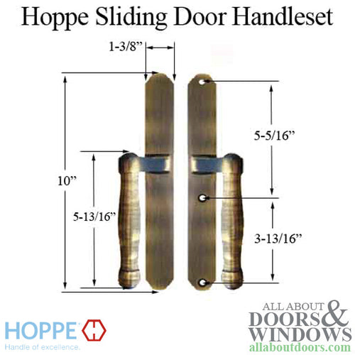 HOPPE HLS 9000 Sliding Door Handle Set Fixed Dummy Antique Brass - HOPPE HLS 9000 Sliding Door Handle Set Fixed Dummy Antique Brass