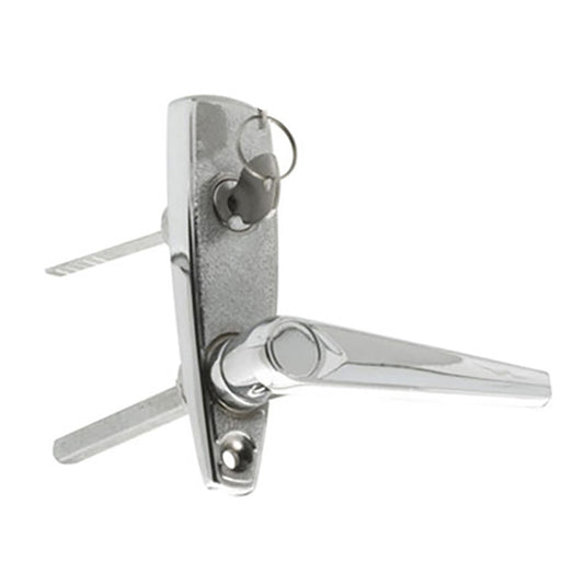 L Handle and Locking Unit for Garage Door - Chrome