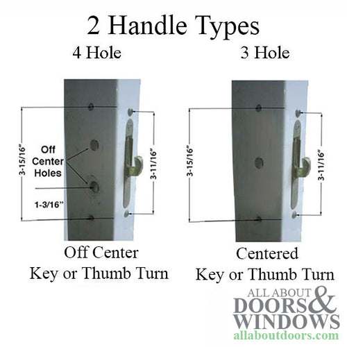 Keyed Off-Center Patio Sliding Glass Door Handle 3-15/16