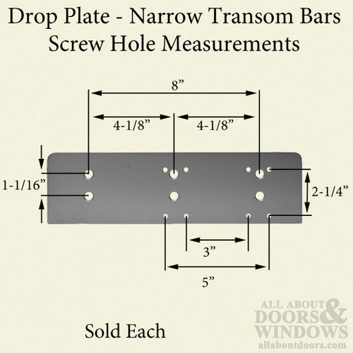 Drop Plate, Narrow Transom Bar for Heavy Duty Door Closer, Choose Color - Drop Plate, Narrow Transom Bar for Heavy Duty Door Closer, Choose Color