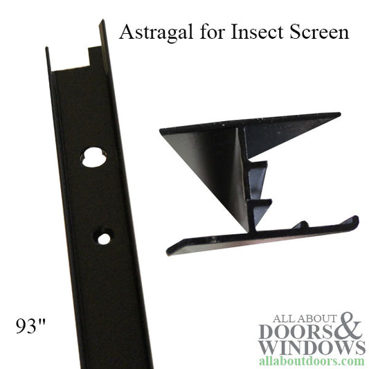 Astragal with hardware for Insect Screen / 4-panel, Unit FWG80, 93", Black