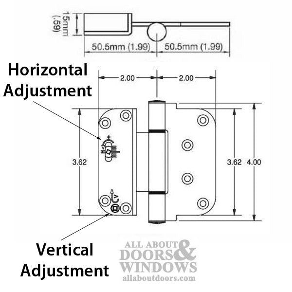 3-5/8 x 4 Adjustable Hinge, All in one (V-H) NRP Door, Steel Base - 3-5/8 x 4 Adjustable Hinge, All in one (V-H) NRP Door, Steel Base