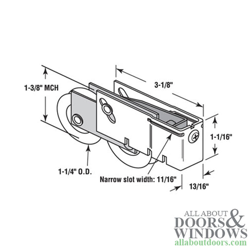 Door Roller For Sliding Patio Doors 1.25 Inch Tandem Wheel With Adjustable Steel Housing - Door Roller For Sliding Patio Doors 1.25 Inch Tandem Wheel With Adjustable Steel Housing