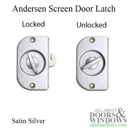 Discontinued - Andersen 2 Panel Patio Door Screen Latch / Lock - Satin Silver - Discontinued - Andersen 2 Panel Patio Door Screen Latch / Lock - Satin Silver