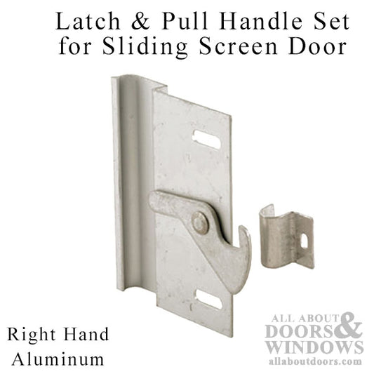 Right Hand Aluminum Latch & Pull Handle Set for Sliding Screen Door - Aluminum