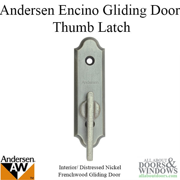 Andersen Frenchwood Gliding Doors - Thumb Latch - Encino - Inside Lock - Distressed Nickel - Andersen Frenchwood Gliding Doors - Thumb Latch - Encino - Inside Lock - Distressed Nickel