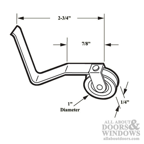 V Spring Tension Roller Assembly with 1 Inch Steel Wheel for Sliding Screen Door - V Spring Tension Roller Assembly with 1 Inch Steel Wheel for Sliding Screen Door