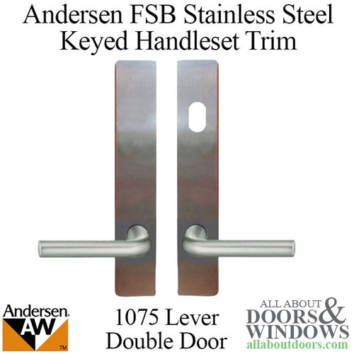 Andersen FSB 1075 Complete Keyed Trim Set for Double Door - Stainless Steel - Andersen FSB 1075 Complete Keyed Trim Set for Double Door - Stainless Steel