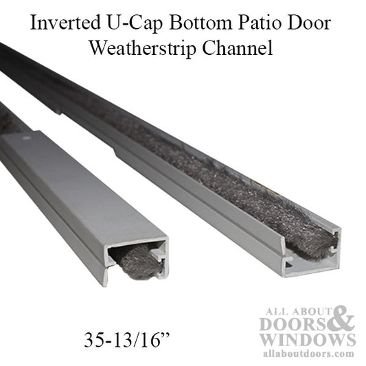 Inverted U-Cap Bottom Patio Door Weatherstrip Channel 35-13/16" Plastic