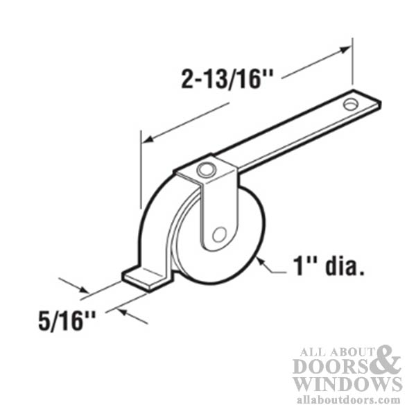 Straight Spring Tension Roller Assembly with 1 Inch Nylon Wheel for Academy Sliding Screen Door - Straight Spring Tension Roller Assembly with 1 Inch Nylon Wheel for Academy Sliding Screen Door