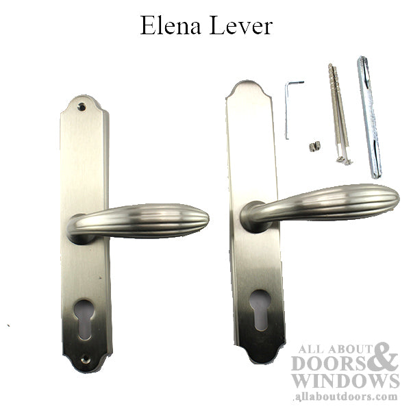 Elena Lever, Lara 68mm Backplate, Patio/ Inactive Handleset - Satin Nickel - Elena Lever, Lara 68mm Backplate, Patio/ Inactive Handleset - Satin Nickel