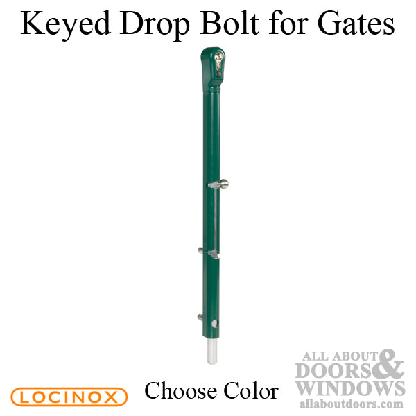 Locinox Lockable Drop Bolt for Gates with Keyed Cylinder - Choose Color - Locinox Lockable Drop Bolt for Gates with Keyed Cylinder - Choose Color