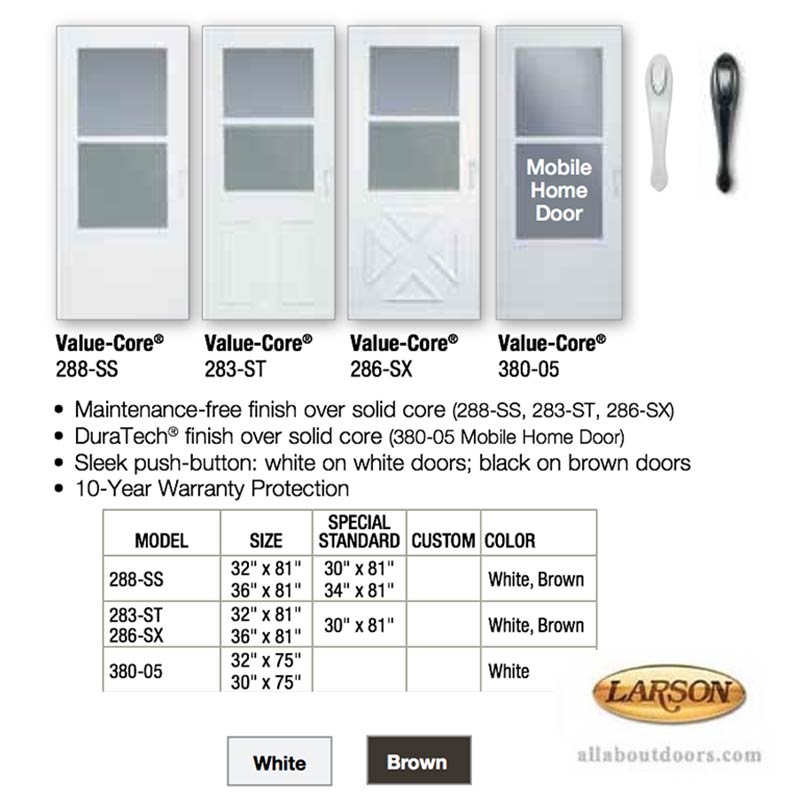 Larson Value Core Self Storing Storm Door Half Screen - Larson Value Core Self Storing Storm Door Half Screen