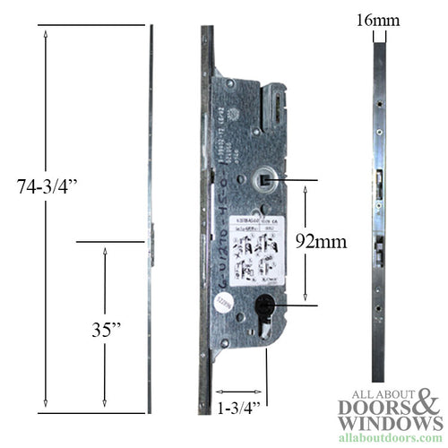 Cremona 45/92 Inactive Shootbolt, Passive Door 2 Point lock - Silver - Cremona 45/92 Inactive Shootbolt, Passive Door 2 Point lock - Silver