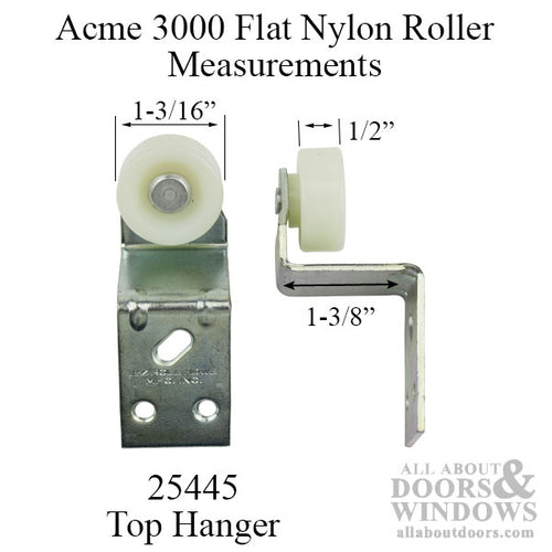 Acme 3000 Wide Flat Nylon Roller 1-3/16 Inch Wheel 1-3/8 Inch Offset - Acme 3000 Wide Flat Nylon Roller 1-3/16 Inch Wheel 1-3/8 Inch Offset