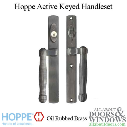 HOPPE HLS 9000 Sliding Door Handle Set Active Keyed Oil Rubbed Brass