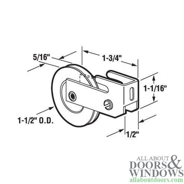 Sliding Door Roller With Steel Hook Tab Housing 1.5 Inch Steel Wheel Diameter - Sliding Door Roller With Steel Hook Tab Housing 1.5 Inch Steel Wheel Diameter