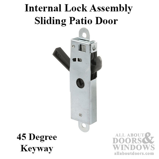 Internal Lock Assembly, 45 Degree Keyway, Sliding Patio Door - Steel