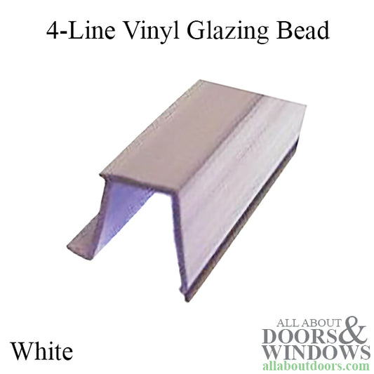 Vinyl Glazing Bead, 4 Line Shape White 6'