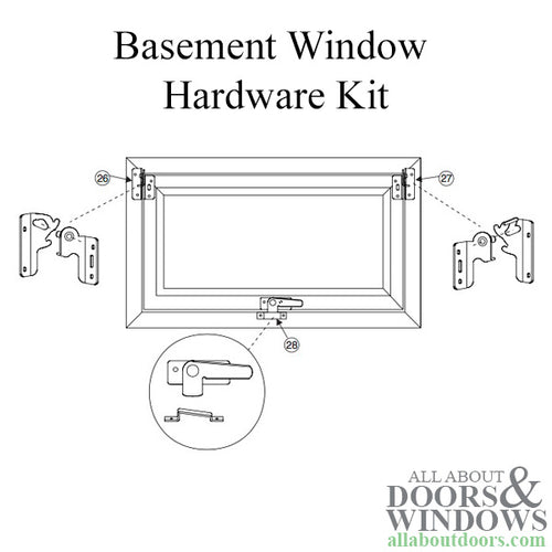 Weather Shield Visions 2000 Basement window 6 Piece Hardware Kit - Weather Shield Visions 2000 Basement window 6 Piece Hardware Kit