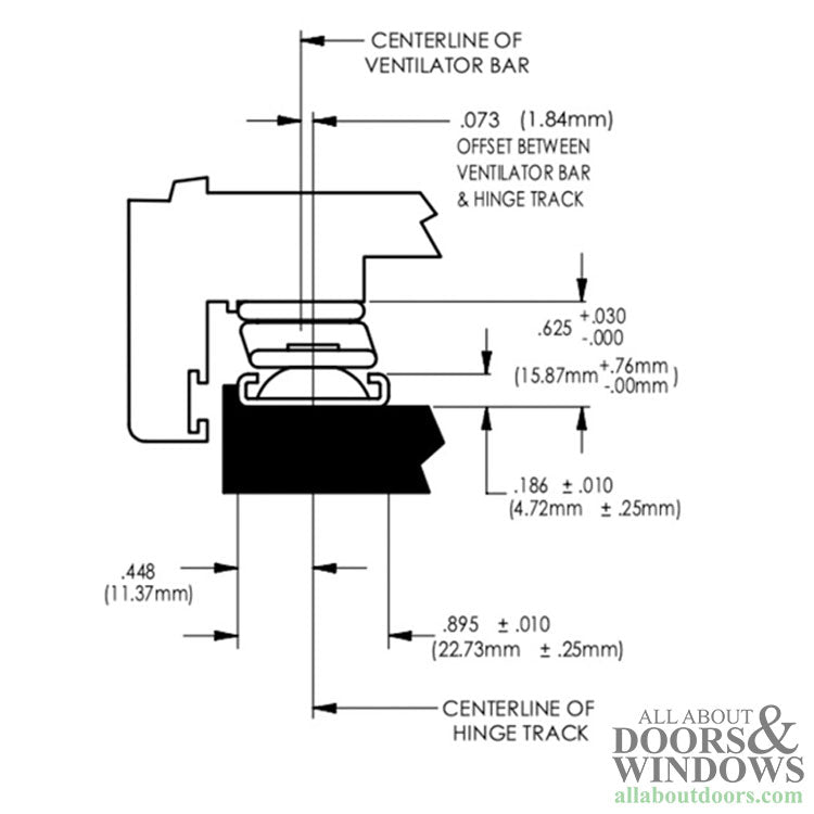 Anderberg 301SS Superior 4 Bar Awning Window Hinge with Stop Stainless Steel 28