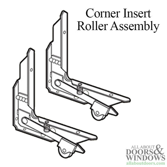 DISCONTINUED Right & Left Corner Insert Roller Assembly w/ 1 in Nylon Wheel for Sliding Screen Door