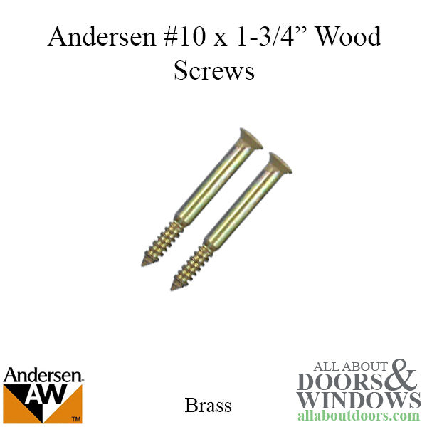 Wood Screws, #10 x 1-3/4 Oval Head - Brass - Wood Screws, #10 x 1-3/4 Oval Head - Brass