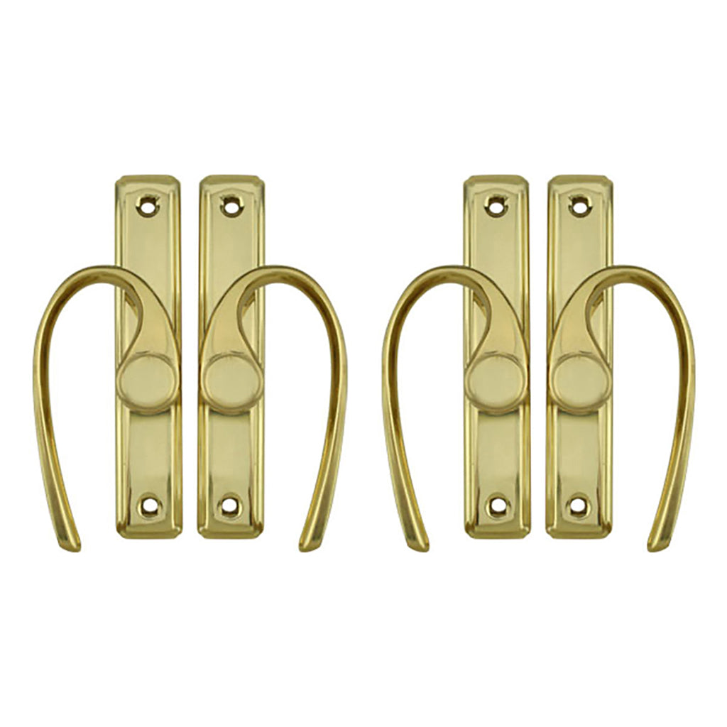 Gliding Door Hardware, French Curved 4-panel - Polished Brass - Gliding Door Hardware, French Curved 4-panel - Polished Brass