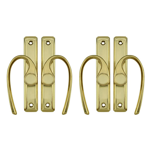Gliding Door Hardware, French Curved 4-panel - Polished Brass - Gliding Door Hardware, French Curved 4-panel - Polished Brass