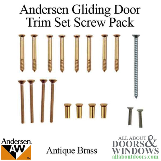 Trim Set Screw pack, Gliding Door - Antique Brass