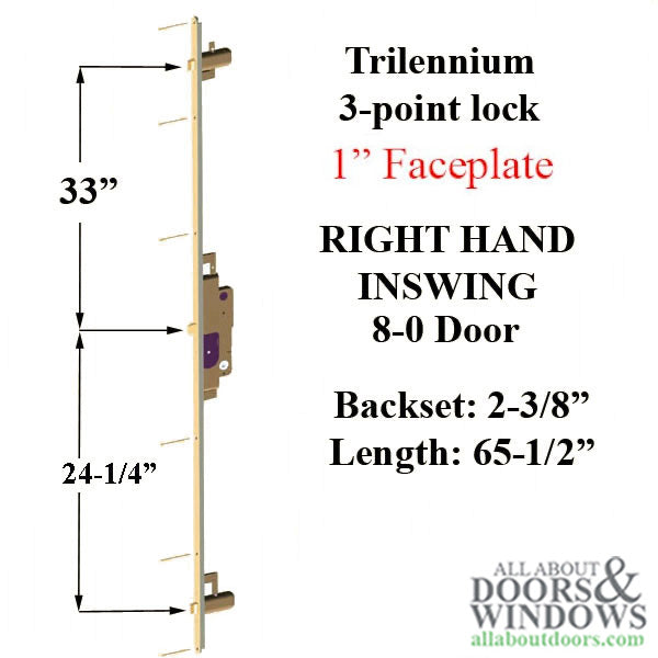 Trilennium 3000 Series Multipoint Lock for 8 Foot Doors Right Hand Inswing - Trilennium 3000 Series Multipoint Lock for 8 Foot Doors Right Hand Inswing