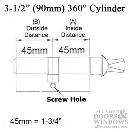 Ferco 45/45 Key/TT  90mm Euro profile cylinder - Satin Nickel - Ferco 45/45 Key/TT  90mm Euro profile cylinder - Satin Nickel