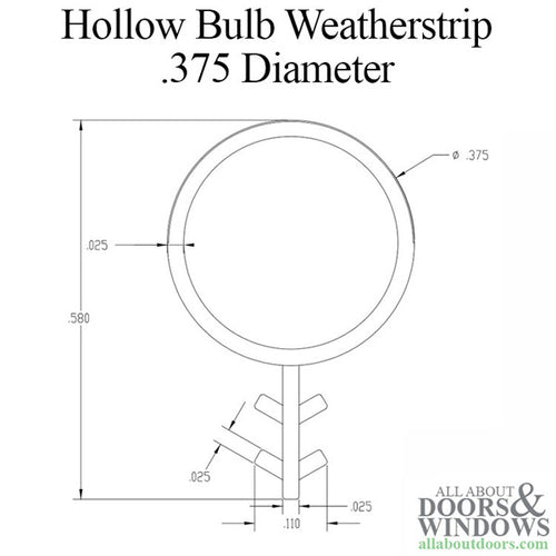 Weatherstrip For Doors and Windows Durable Seal .375 Inch Diameter Hollow Bulb White Weatherstrip - Weatherstrip For Doors and Windows Durable Seal .375 Inch Diameter Hollow Bulb White Weatherstrip