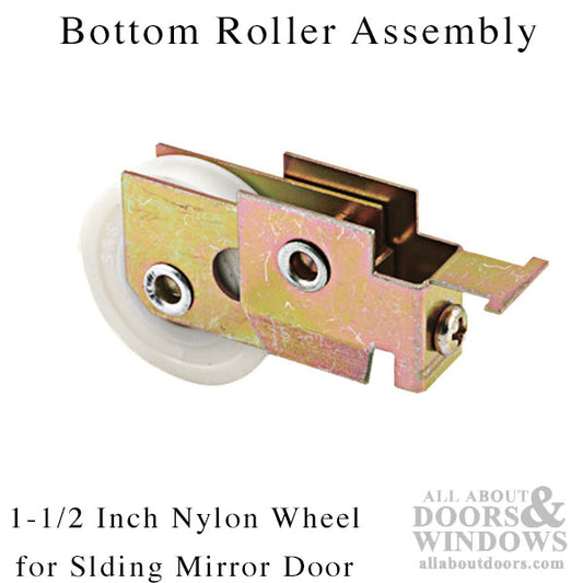 Bottom Roller Assembly with 1-1/2 Inch Nylon Wheel for Sliding Mirror Door