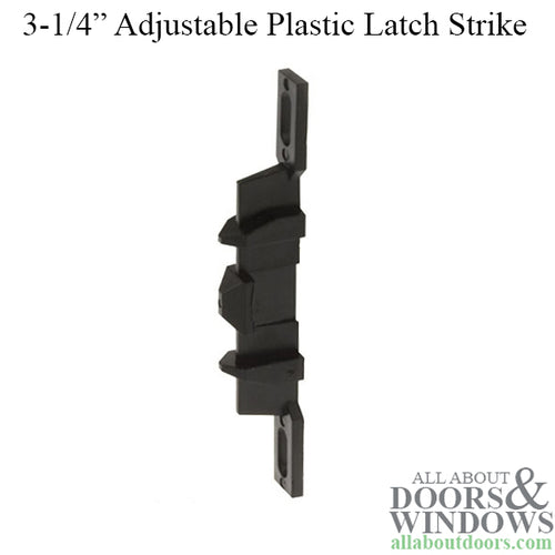 Discontinued - 3-1/4 Inch Adjustable Plastic Latch Strike for Sliding Screen Door - Black - Discontinued - 3-1/4 Inch Adjustable Plastic Latch Strike for Sliding Screen Door - Black