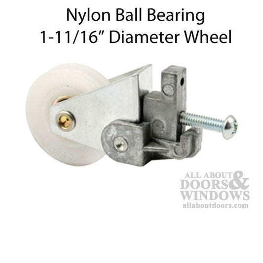Sliding Door Roller with Adjustable Diecast Housing Assembly 1.688 Inch Nylon Ball Bearing Wheel Diameter