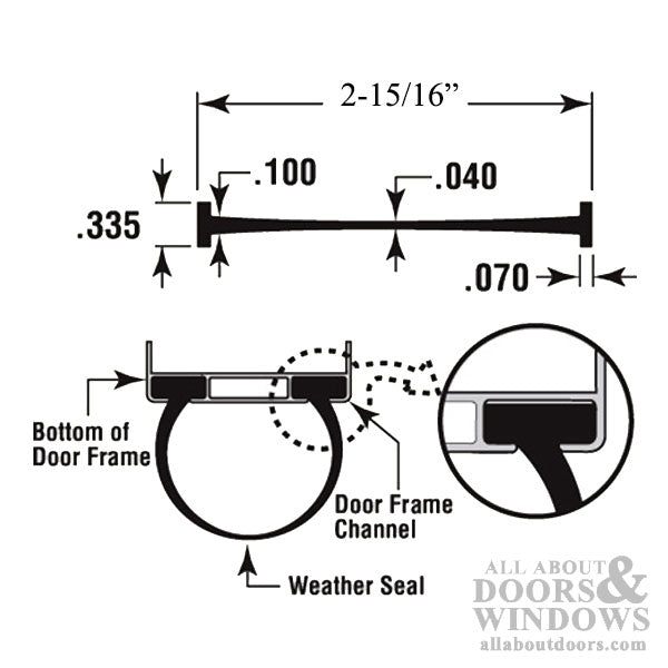 Weatherstrip, Fiberglass and Alum. Doors, 16 foot - Gray - Weatherstrip, Fiberglass and Alum. Doors, 16 foot - Gray