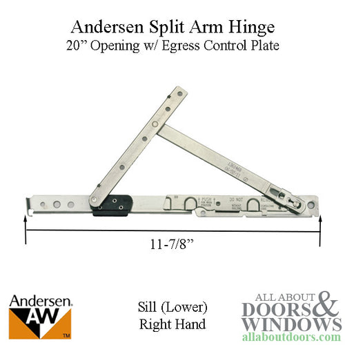 Andersen Right-Hand Split-Arm Sill Hinge, 20