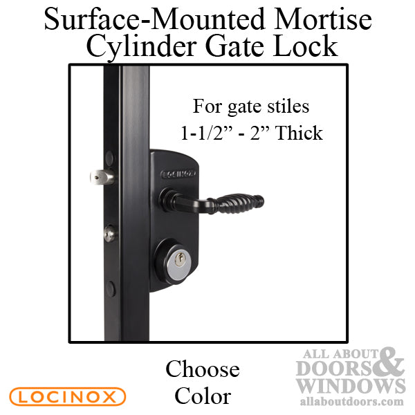 Locinox Surface-Mounted Mortise Cylinder Lock for Gates 1-1/2