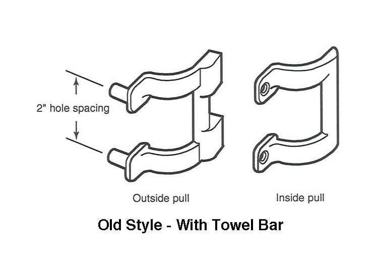 Shower Door Handle - 2 Inch Hole Spacing - Polished Brass - Shower Door Handle - 2 Inch Hole Spacing - Polished Brass