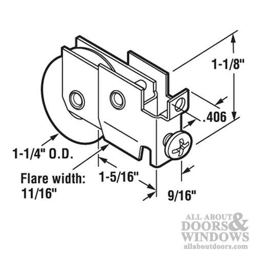 Roller Assembly for Sliding Patio Door with Steel Housing 1.25 Inch Nylon Wheel Diameter - Roller Assembly for Sliding Patio Door with Steel Housing 1.25 Inch Nylon Wheel Diameter