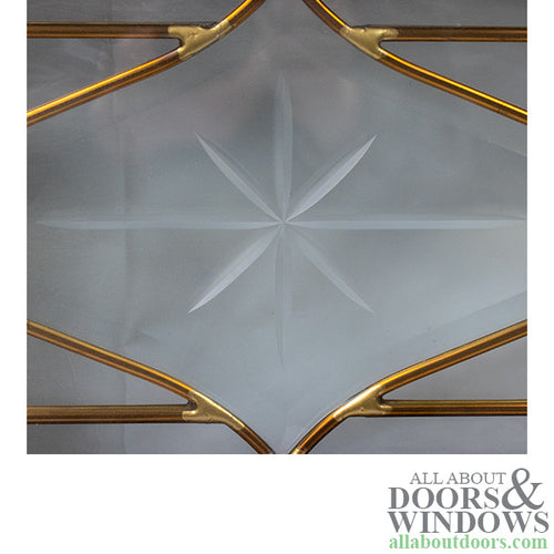 Scrolled Top/ Bottom, Starburst Center, Leaded Glass, Brass Caming - Scrolled Top/ Bottom, Starburst Center, Leaded Glass, Brass Caming