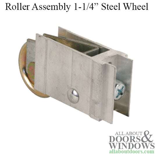 Sliding Door Roller Assembly with Adjustable Extruded Aluminum Housing 1.25 Inch Steel Ball Bearing Wheel Diameter